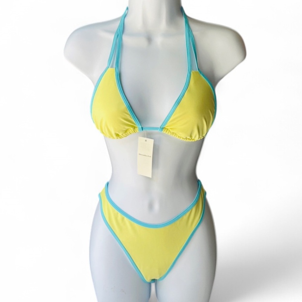 🫎 A&F Contrast Triangle Bikini Set Small NWT👙 - Picture 9 of 13